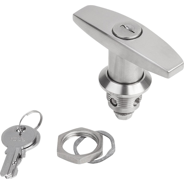 Quarter-Turn Lock, Single-Key System, H=18, D=32, Stainless Steel 1.4401